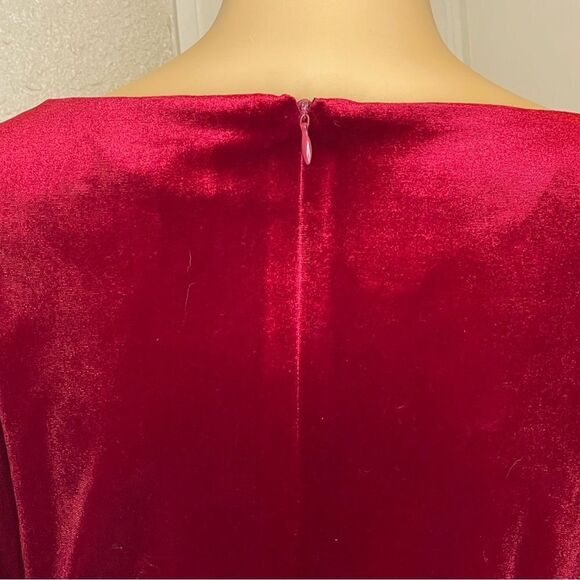 Badgley Mischka Belle Stretch Velvet Mini Dress Red Size 6 - Picture 8 of 12